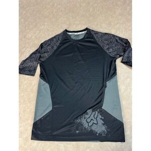 Fox Mens Zip Pocket Short Sleeve Crewneck Pullover Black Jersey Shirt Medium